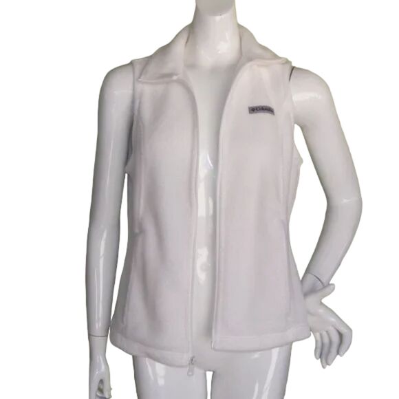 COLUMBIA Fleece Vest, M, White, Sleeveless, Zipper front, Pockets - Picture 5 of 11